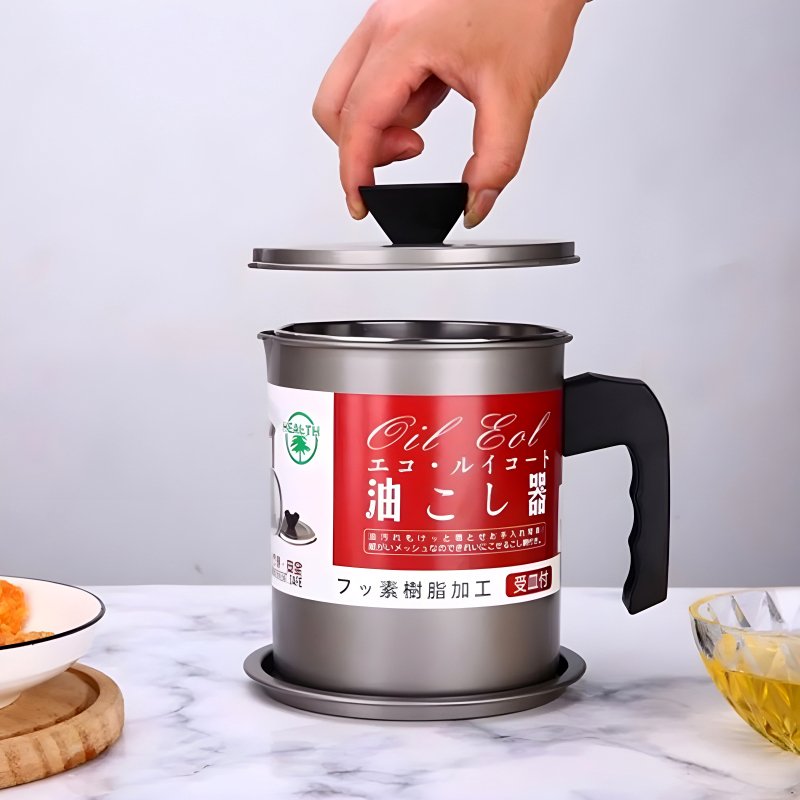 Cooking Oil Strainer Pot with Filter and Thick Chassis